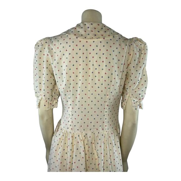 American Vintage Shirt waist dress cream with hearts all over size small - Picture 11 of 11